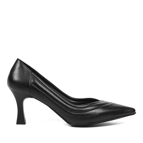 Kadın Siyah İnce Topuklu Deri Stiletto