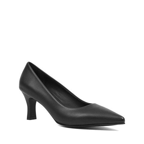 Kadın Siyah İnce Topuklu Deri Stiletto