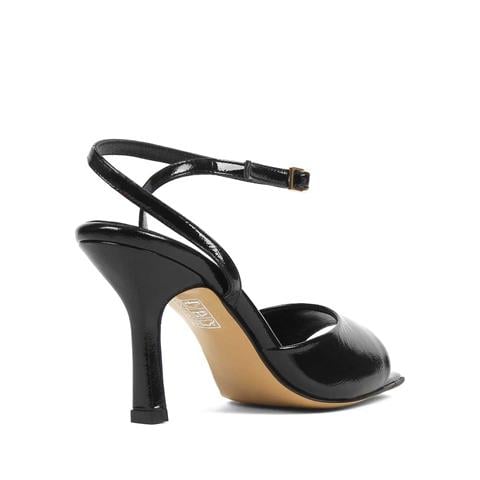 Kadın Siyah İnce Topuklu Rugan Deri Ayakkabı