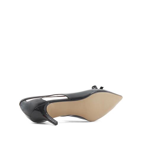 Kadın Siyah İnce Topuklu Rugan Deri Klasik Ayakkabı