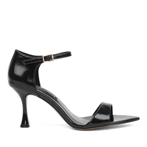 Kadın Siyah İnce Topuklu Rugan Deri Klasik Ayakkabı