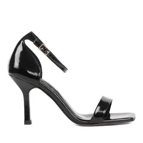 Kadın Siyah İnce Topuklu Rugan Deri Klasik Ayakkabı