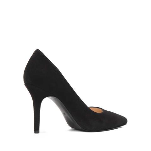 Kadın Siyah İnce Topuklu Süet Deri Stiletto