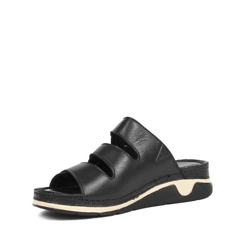 Kadın Siyah Kalın Bantlı Deri Terlik