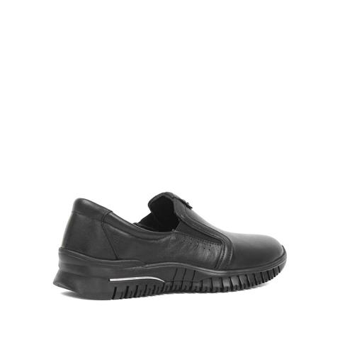 Kadın Siyah Kalın Tabanlı Deri Ayakkabı