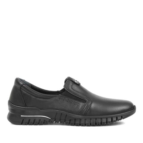 Kadın Siyah Kalın Tabanlı Deri Ayakkabı