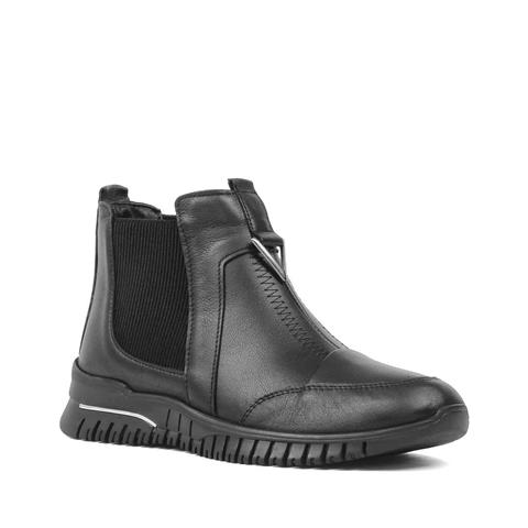 Kadın Siyah Kalın Tabanlı Deri Chelsea Bot