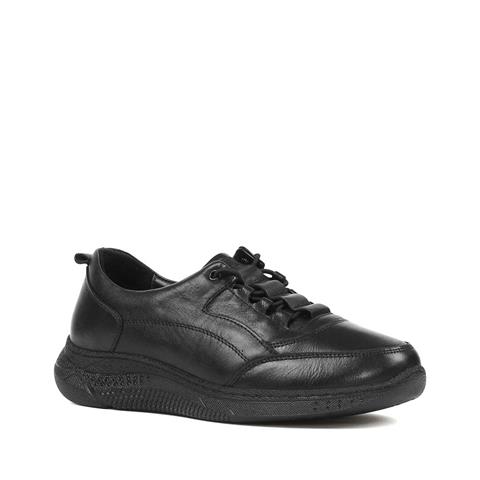 Kadın Siyah Kalın Tabanlı Deri Sneaker