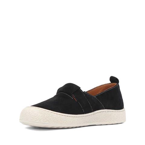 Kadın Siyah Kalın Tabanlı Süet Deri Ayakkabı