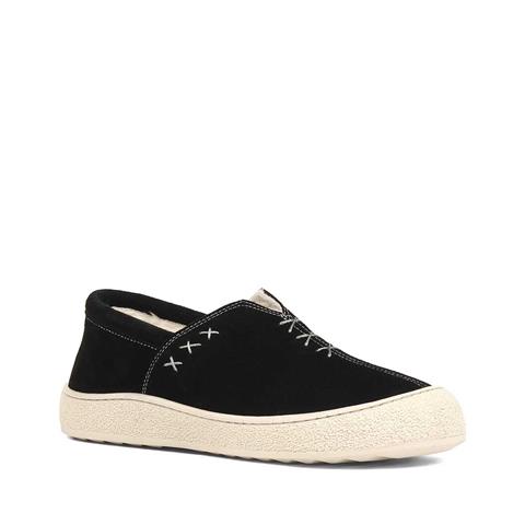 Kadın Siyah Kalın Tabanlı Süet Deri Ayakkabı