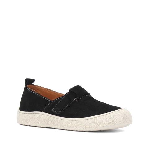 Kadın Siyah Kalın Tabanlı Süet Deri Ayakkabı