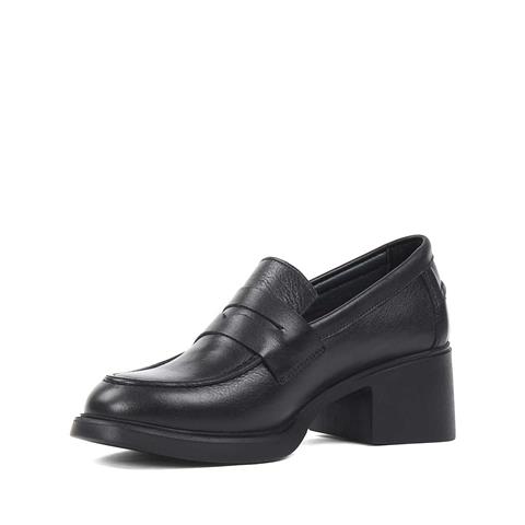 Kadın Siyah Kalın Topuklu Deri Ayakkabı