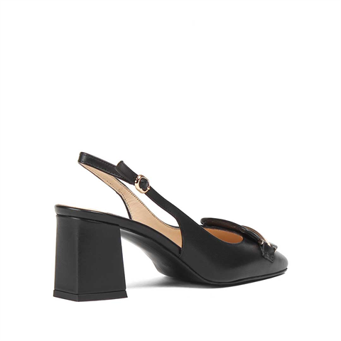 Kadın Siyah Kalın Topuklu Deri Ayakkabı