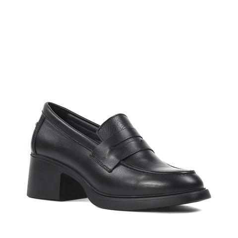 Kadın Siyah Kalın Topuklu Deri Ayakkabı