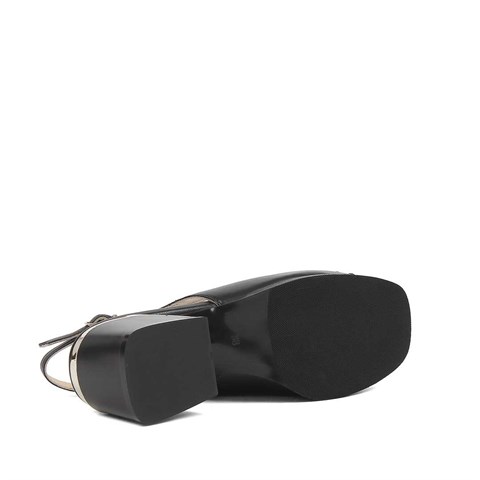 Kadın Siyah Kalın Topuklu Deri Ayakkabı