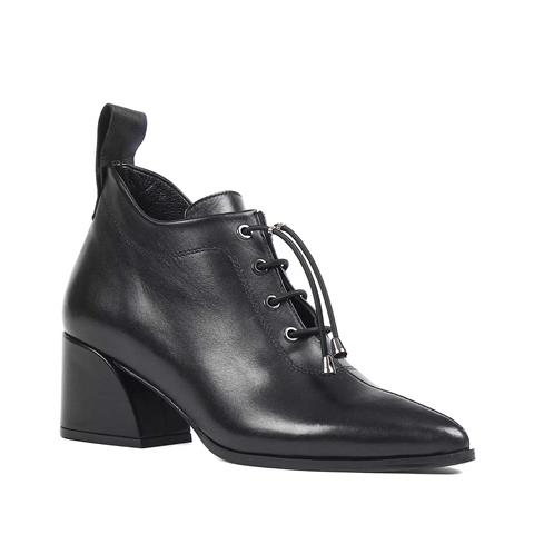 Kadın Siyah Kalın Topuklu Deri Ayakkabı