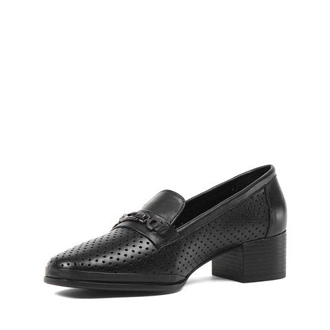 Kadın Siyah Kalın Topuklu Deri Ayakkabı