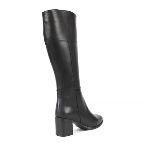 Kadın Siyah Kalın Topuklu Deri Çizme