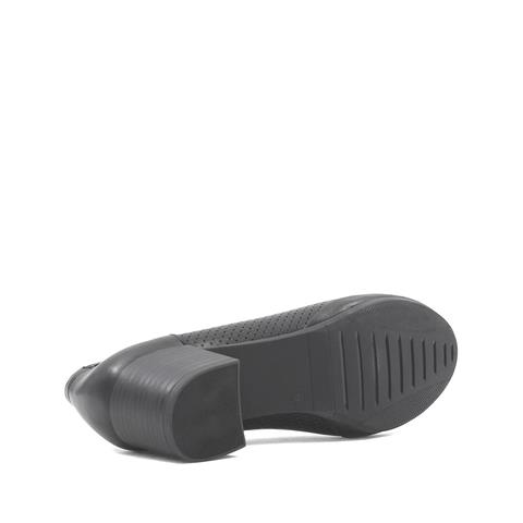 Kadın Siyah Kalın Topuklu Deri Klasik Ayakkabı