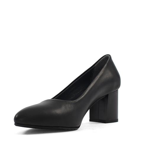 Kadın Siyah Kalın Topuklu Deri Stiletto