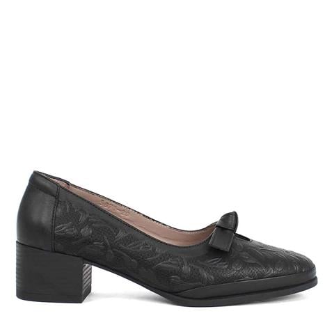 Kadın Siyah Kalın Topuklu Deri Klasik Ayakkabı