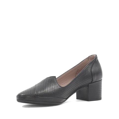 Kadın Siyah Kalın Topuklu Deri Klasik Ayakkabı