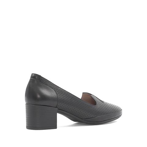 Kadın Siyah Kalın Topuklu Deri Klasik Ayakkabı