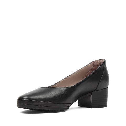 Kadın Siyah Kalın Topuklu Deri Klasik Ayakkabı