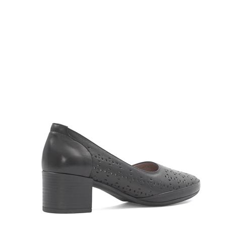 Kadın Siyah Kalın Topuklu Deri Klasik Ayakkabı