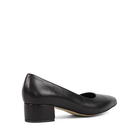 Kadın Siyah Kalın Topuklu Deri Klasik Ayakkabı
