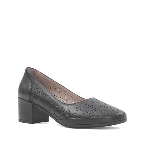 Kadın Siyah Kalın Topuklu Deri Klasik Ayakkabı