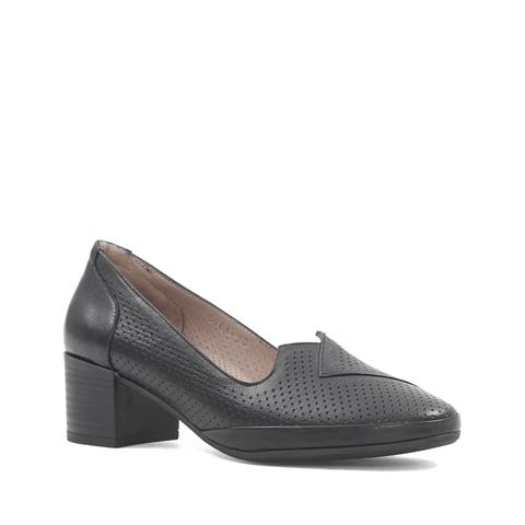 Kadın Siyah Kalın Topuklu Deri Klasik Ayakkabı