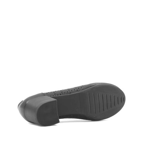 Kadın Siyah Kalın Topuklu Deri Klasik Ayakkabı