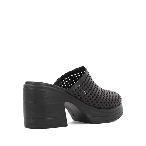 Kadın Siyah Kalın Topuklu Deri Terlik