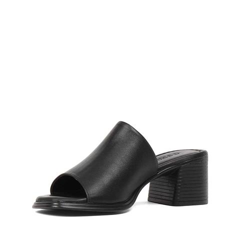 Kadın Siyah Kalın Topuklu Deri Terlik