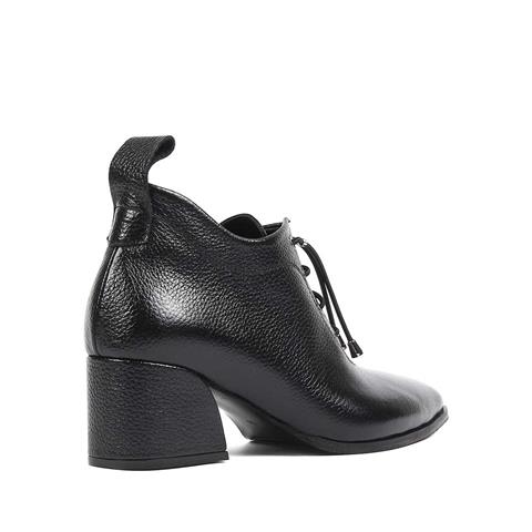 Kadın Siyah Kalın Topuklu Flotter Deri Ayakkabı