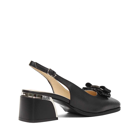 Kadın Siyah Kalın Topuklu Kroko Deri Ayakkabı