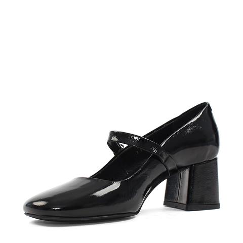 Kadın Siyah Kalın Topuklu Rugan Deri Klasik Ayakkabı