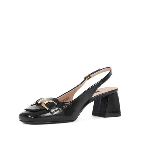 Kadın Siyah Kalın Topuklu Rugan Deri Klasik Ayakkabı