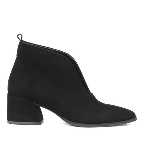 Celal Gültekin Kadın Siyah Kalın Topuklu Süet Deri Bot