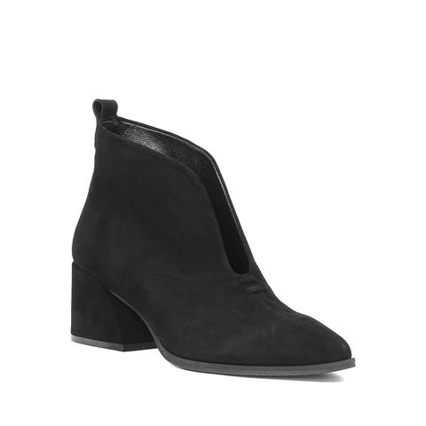 Kadın Siyah Kalın Topuklu Süet Deri Bot