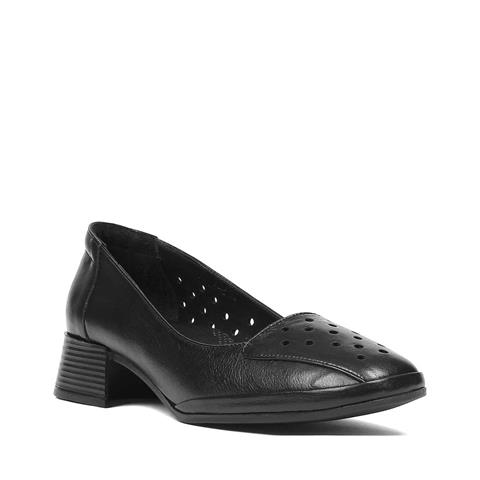 Kadın Siyah Kısa Kalın Topuklu Deri Ayakkabı