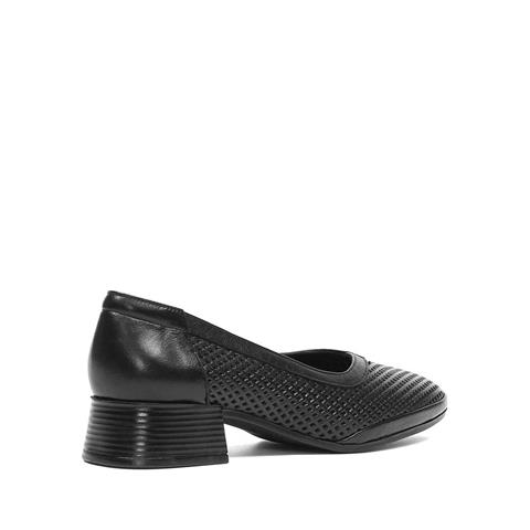 Kadın Siyah Kısa Kalın Topuklu Deri Ayakkabı