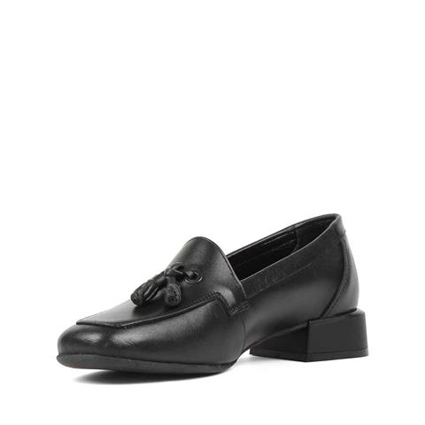 Kadın Siyah Kısa Kalın Topuklu Deri Ayakkabı