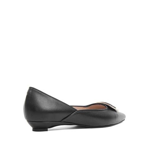 Kadın Siyah Kısa Topuklu Deri Klasik Ayakkabı