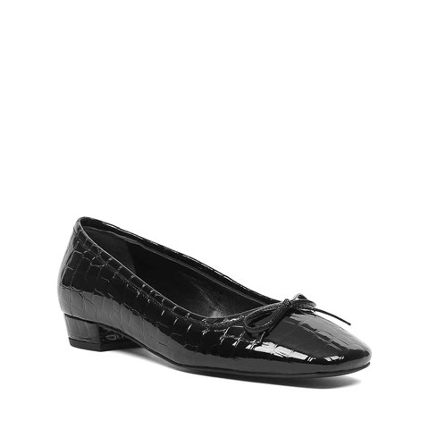 Kadın Siyah Kroko Rugan Deri Babet