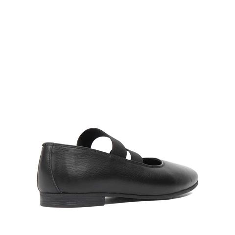 Kadın Siyah Lastikli Deri Babet