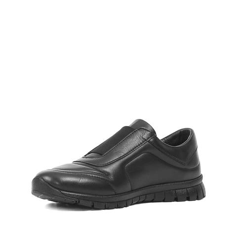 Kadın Siyah Lastikli Dikiş Detaylı Deri Ayakkabı