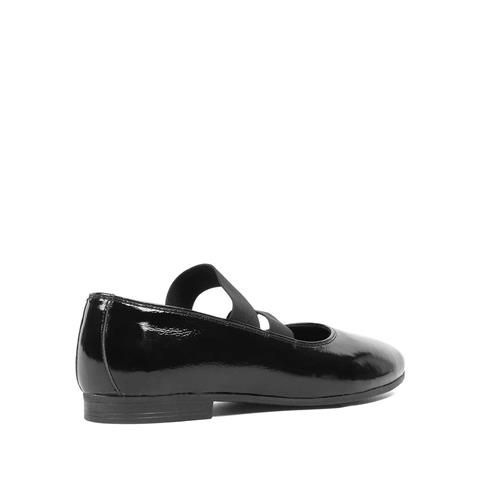 Kadın Siyah Lastikli Rugan Deri Babet