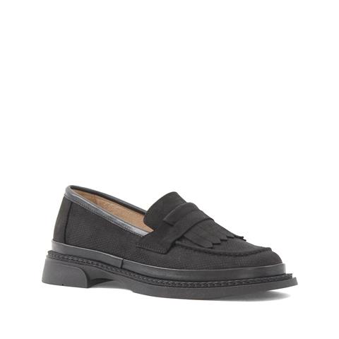 Kadın Siyah Nubuk Deri Loafer